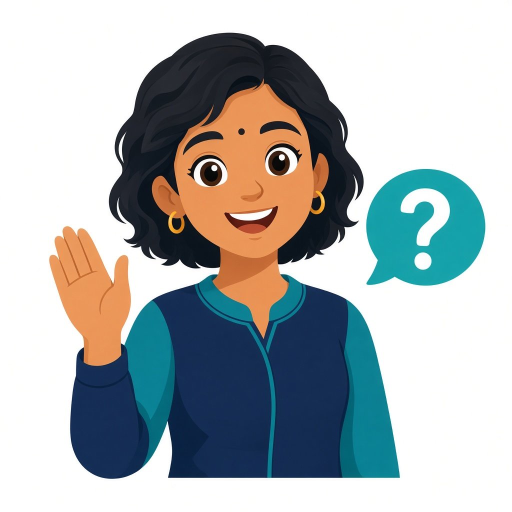 Illustration of a friendly assistant ready to help with project questions