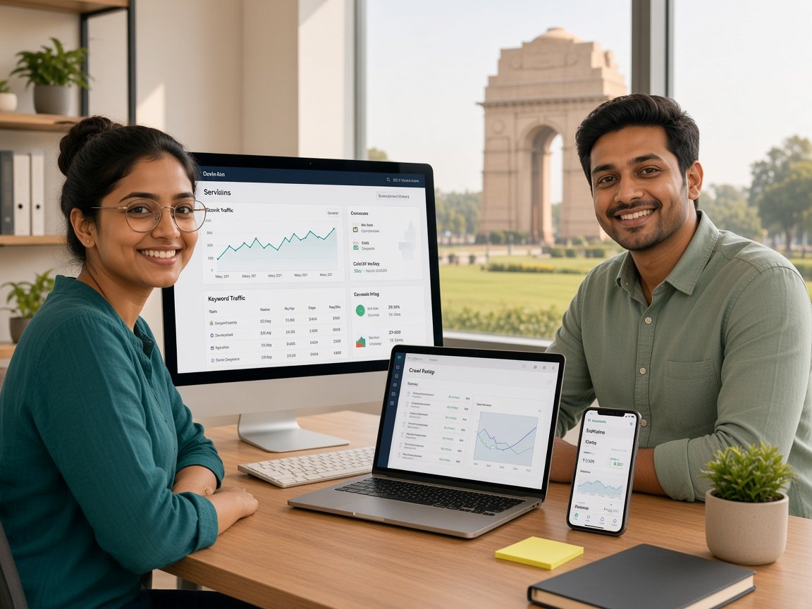 Argenius SEO team in Delhi reviewing search analytics