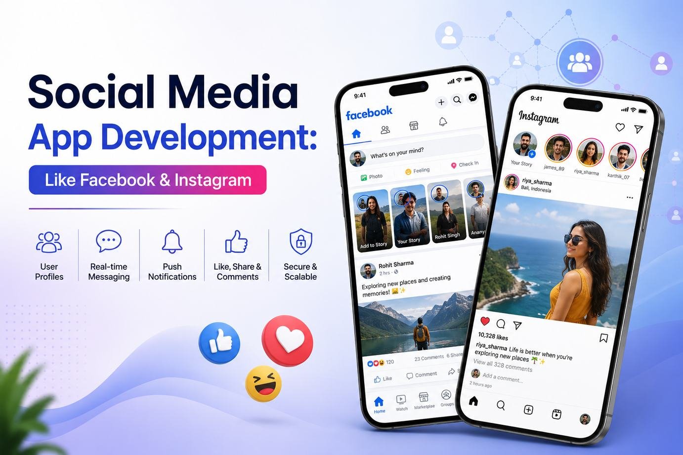 Social Media App Development: Like Facebook & Instagram